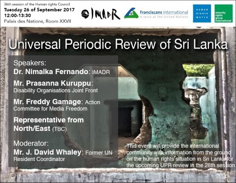 Invitation - HRC36 side event_UPR of Sri Lanka (12pm, 26 September 2017 @ Room XXVII)